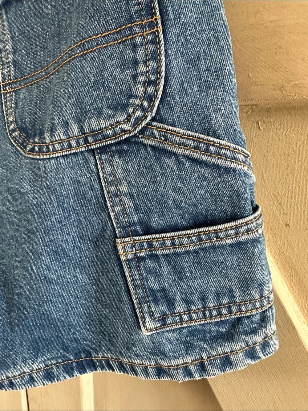 Princess Polly Denim Carpenter Shorts Size 2 Medium Wash High Rise